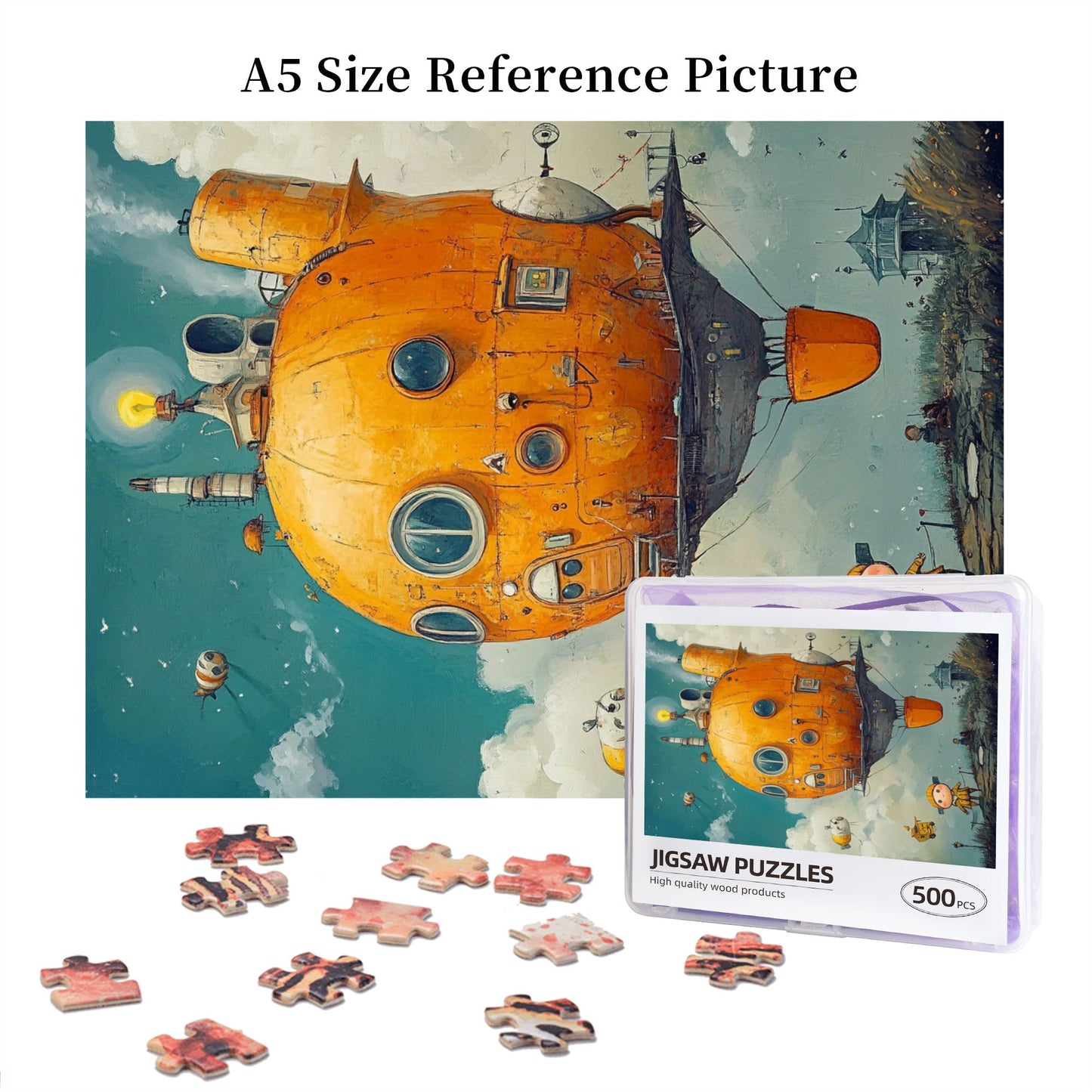 Fantasy Aircraft Jigsaw Puzzle - 500-Piece Artistic Creation Puzzle, Explore the Wonders of the Sky