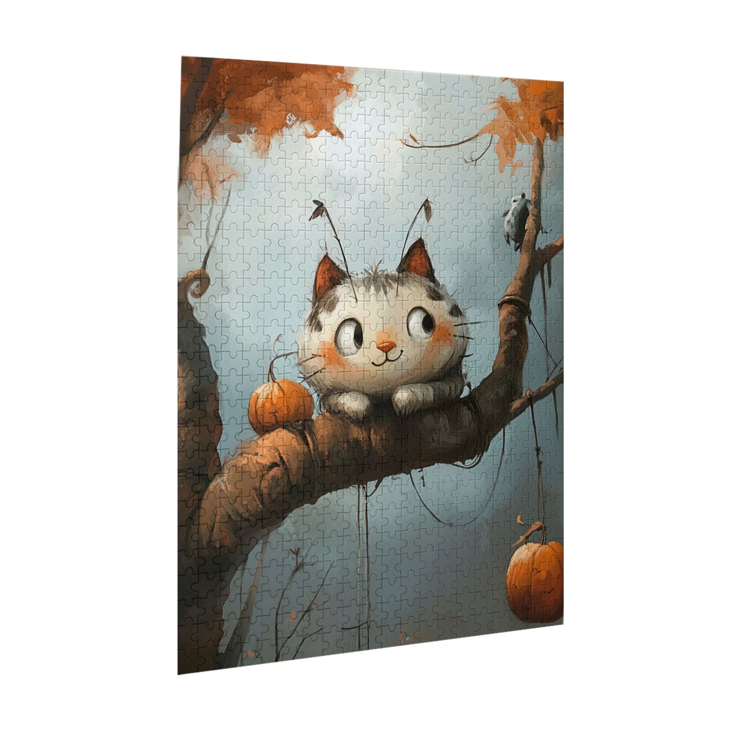 Autumn Whimsy Cat Puzzle - 500-Piece Handmade Artistic Jigsaw, Discover the Magic of the Fall Forest