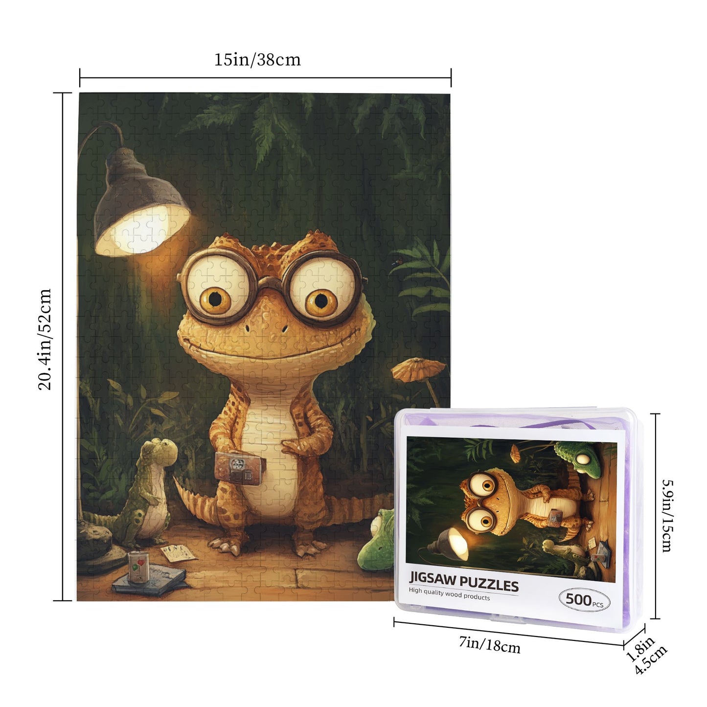 Quirky Lizard Poker Night Puzzle - 500-Piece Fun Animal Illustration Puzzle